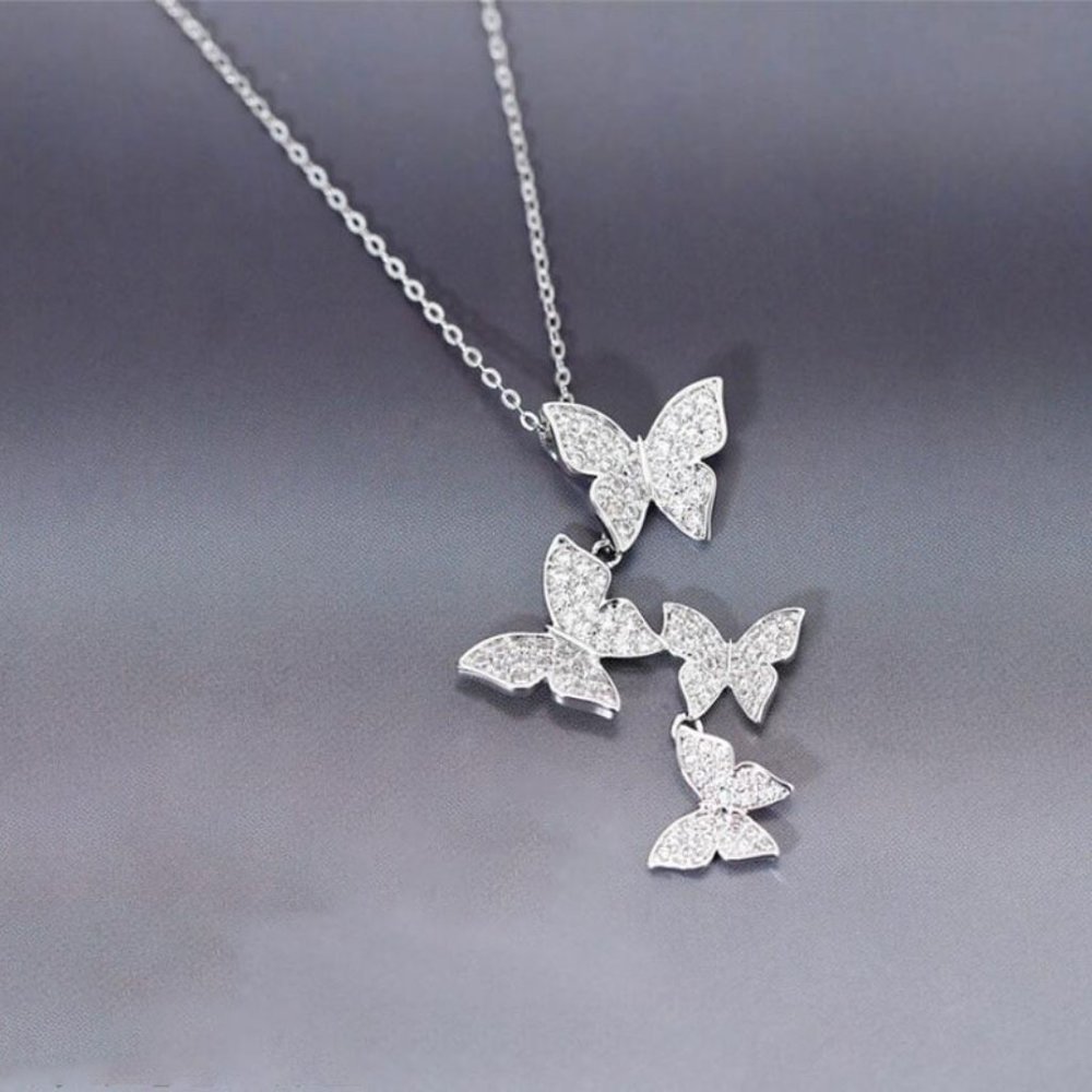 NEW Silver Beautiful Butterfly Pendant Necklace